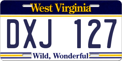 WV license plate DXJ127