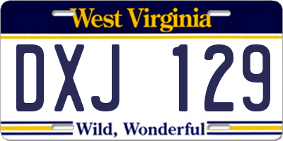 WV license plate DXJ129