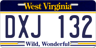 WV license plate DXJ132