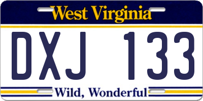 WV license plate DXJ133