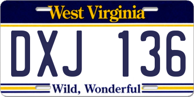WV license plate DXJ136