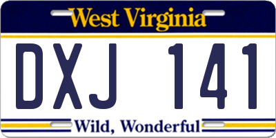WV license plate DXJ141