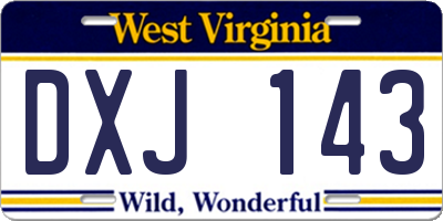 WV license plate DXJ143