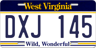 WV license plate DXJ145