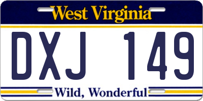 WV license plate DXJ149