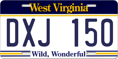 WV license plate DXJ150