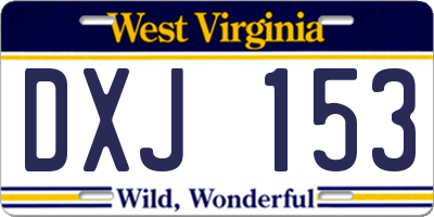 WV license plate DXJ153