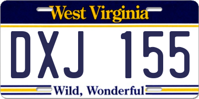 WV license plate DXJ155
