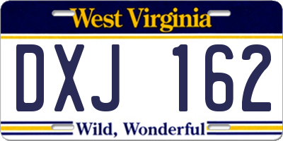 WV license plate DXJ162