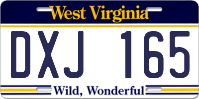 WV license plate DXJ165