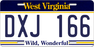 WV license plate DXJ166