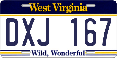 WV license plate DXJ167