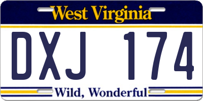 WV license plate DXJ174