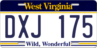 WV license plate DXJ175