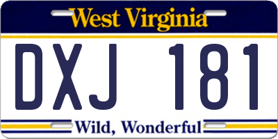 WV license plate DXJ181