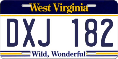 WV license plate DXJ182