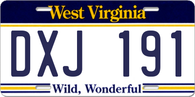 WV license plate DXJ191