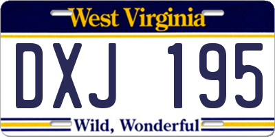 WV license plate DXJ195