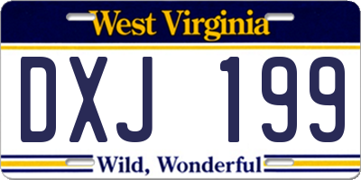 WV license plate DXJ199