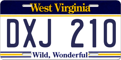 WV license plate DXJ210