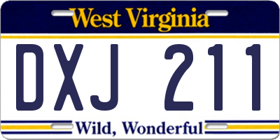 WV license plate DXJ211