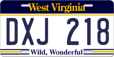 WV license plate DXJ218
