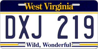 WV license plate DXJ219