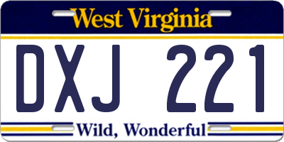 WV license plate DXJ221