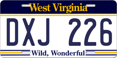WV license plate DXJ226