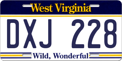 WV license plate DXJ228