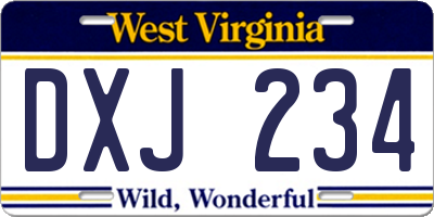 WV license plate DXJ234