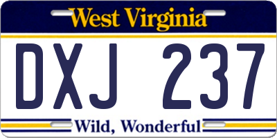 WV license plate DXJ237
