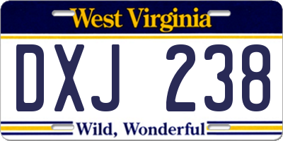 WV license plate DXJ238