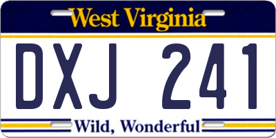 WV license plate DXJ241