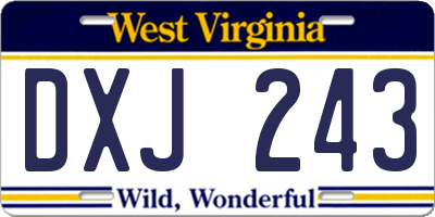 WV license plate DXJ243