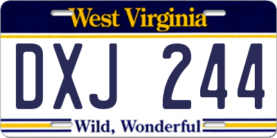 WV license plate DXJ244