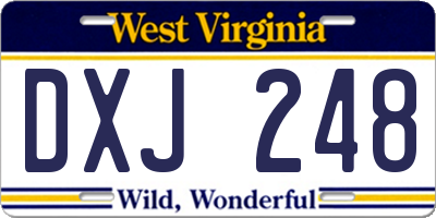 WV license plate DXJ248