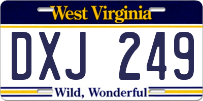 WV license plate DXJ249