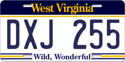 WV license plate DXJ255