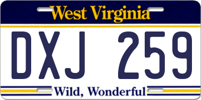 WV license plate DXJ259