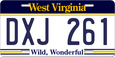 WV license plate DXJ261