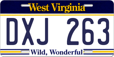 WV license plate DXJ263