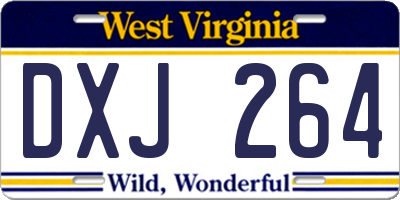 WV license plate DXJ264