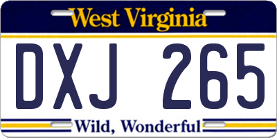 WV license plate DXJ265