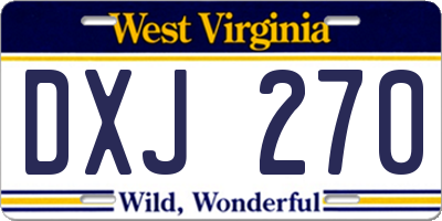 WV license plate DXJ270