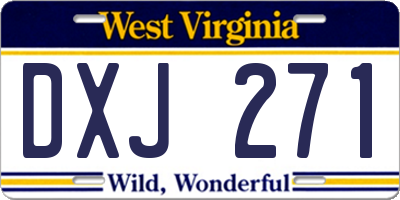 WV license plate DXJ271