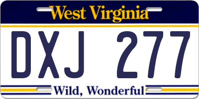 WV license plate DXJ277