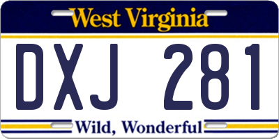 WV license plate DXJ281