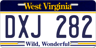 WV license plate DXJ282