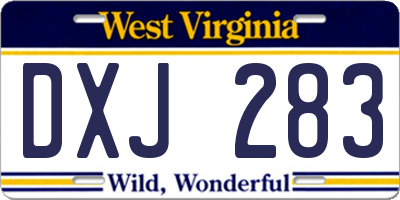 WV license plate DXJ283